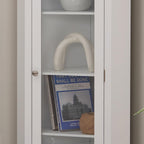Kings Brand Corner Curio Display Cabinet w/Glass Door & Shelves, White | Glass Door Display – Showcases and Protects Collectibles, Décor, and Accent Pieces with a Clear Glass Door