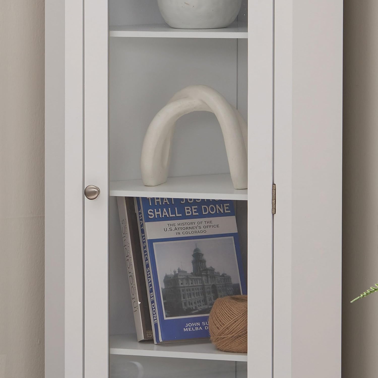 Kings Brand Corner Curio Display Cabinet w/Glass Door & Shelves, White | Glass Door Display – Showcases and Protects Collectibles, Décor, and Accent Pieces with a Clear Glass Door