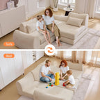 102" Modular Sectional Boneless Couch for Living Room, Convertible Cloud Sofa Bed Couches with Upholstered Deep Seat, No Assembly Needed, Ideal for Small Space Apartment Playroom Bedroom Studio Beige | cloud-like comfy