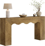 Tribesigns 63" Farmhouse Console Table, Wooden Couch Table Behind Sofa with Storage, Long Entryway Sofa Station, Narrow Console Stand with Base, Hallway Stand for Entryway (1, Light Brown)