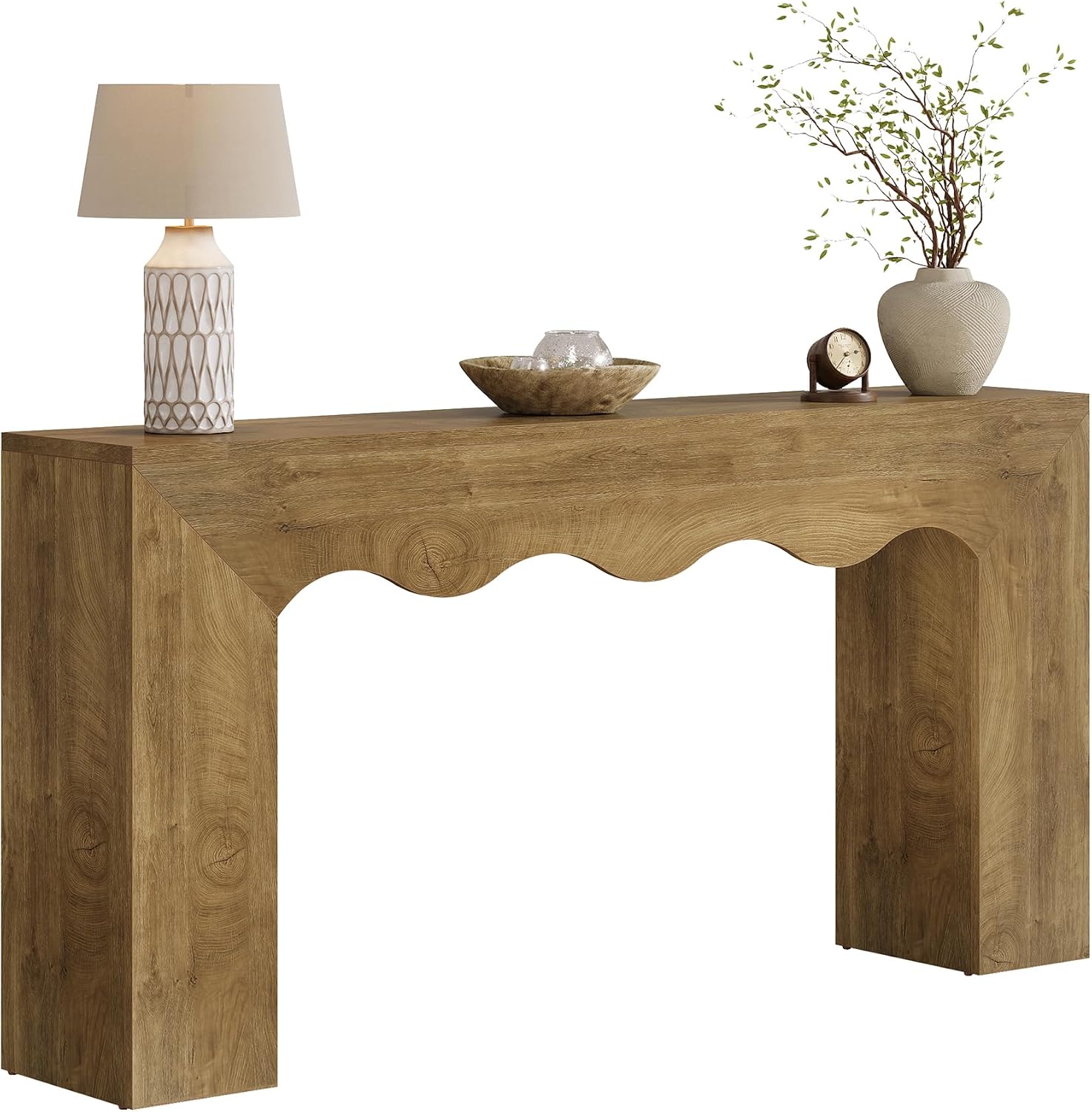 Tribesigns 63" Farmhouse Console Table, Wooden Couch Table Behind Sofa with Storage, Long Entryway Sofa Station, Narrow Console Stand with Base, Hallway Stand for Entryway (1, Light Brown)