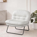 DUMOS Comfy Saucer Chair,PU Leather Foldable Chairs for Bedroom, Living Room, Dorm & Gaming, Small Foldable Fashion Floor Chair with Back Support for Small Spaces Adults, Snow White