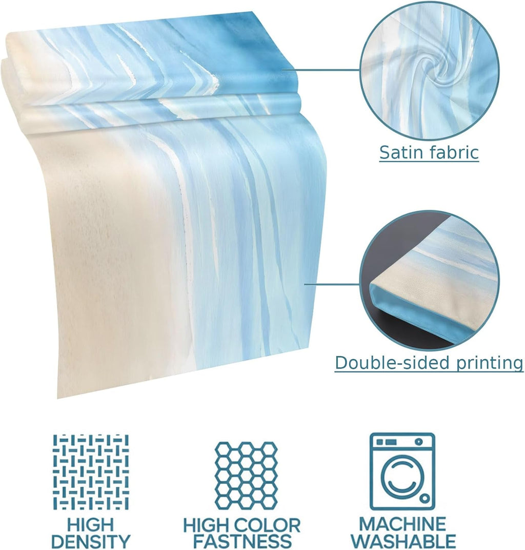Bed Runner Scarf for King Size Bed, Blue Summer Beach Beds Scarf Throws for Foot of Bedding, Coastal Ocean Nautical Seaside Decorative Beds Runners for Bedroom Guestroom, 94"x20"