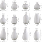 Ceramic Bud Vase Set of 12, White Small Vases | Mini single stem vases for flowers, wedding centerpieces, dining table, shelf display, modern decor accents
