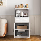 Spaco Microwave Cabinet with Storage,Modern Kitchen Pantry Storage Cabinet with 2 Drawers and Adjustable Shelf,Wood Microwave Stand for Kitchen,Dining Room.