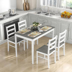COSTWAY Dining Table Set for 4, 5-Piece Dinette Set with Rubber Wood Legs, Anti-Slip Pads & Space-Saving Design, Farmhouse Kitchen Table and Chairs for Kitchen, Apartment, Studio
