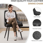 Modern Dining Chairs Set of 6, Spacious Comfortable Dining Room Chairs, Faux Leather Upholstered Dining Chairs with Thick Cushion for Dining Room, Black