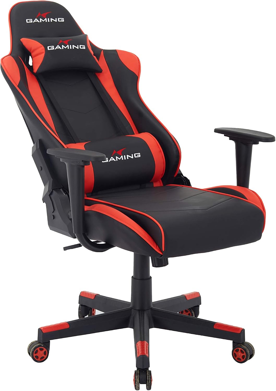 Brage Living Swivel Gaming Chair Ergonomic High-Back Racing Style PU Leather Office Chair with Headrest and Lumbar Support and Adjustable Armrest (Galaxy - Black/Red)