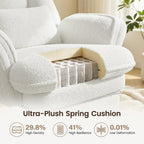 Criss Cross Office Chair with Flip Armrests, Big and Tall Criss Cross Chair with 6.7″ Plush Seat & Footrest, 135° Reclining Cross Legged Office Chair, Sherpa Fleece,White