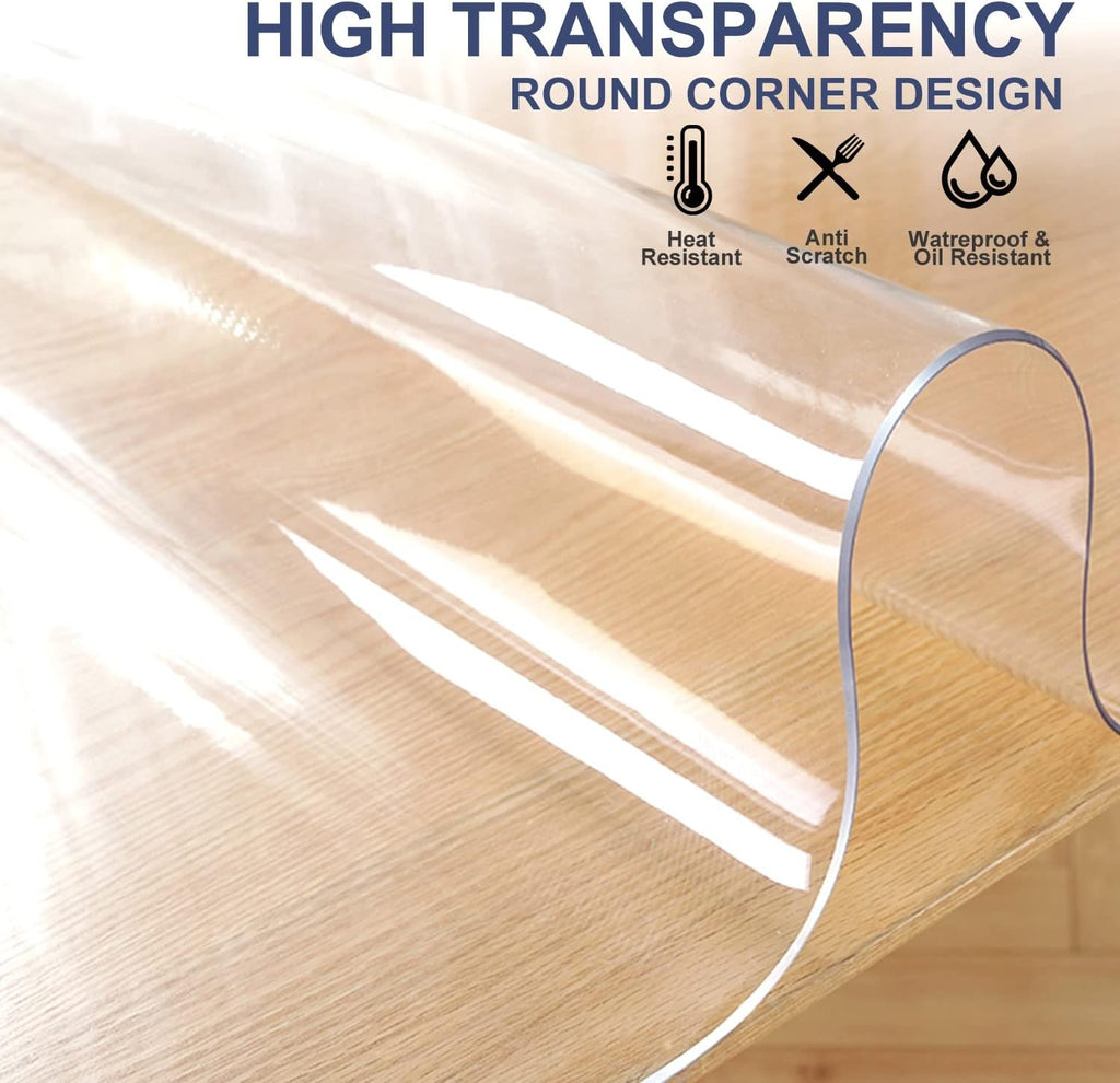 24x42 Inch Clear PVC Table Cover Protector 1.5mm Thick Custom Plastic Desk Pad Waterproof Vinyl Table Top Protector Mat for Coffee Table Dining/Living Room/Coffee/Garden Table Laptop Writing Desk