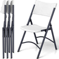 Folding Chairs 4 Pack, Outdoor Portable Foldable Chair with Steel Frame, 500lbs Capacity Heavy Duty Metal White Plastic Folding Chairs for Patio, Picnic, Kitchen, Dining