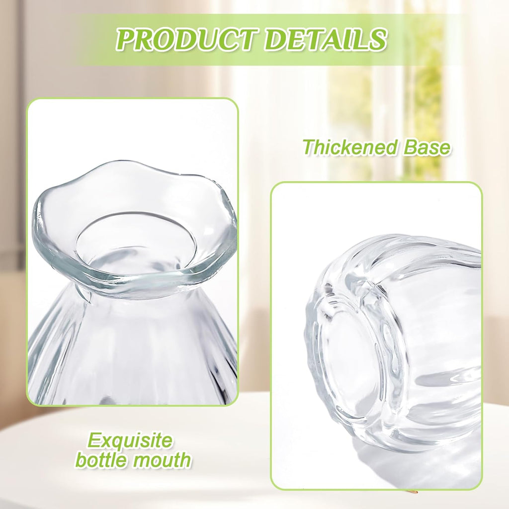 12 Pieces Glass Bud Vases for Centerpieces Bulk 3.5 Inch Mini Flower Bouquets Vases Small Cute Crystal Ribbed Glass Bud in Bulk for Wedding Baby Bridal Shower Table Party Home Decor (Clear)
