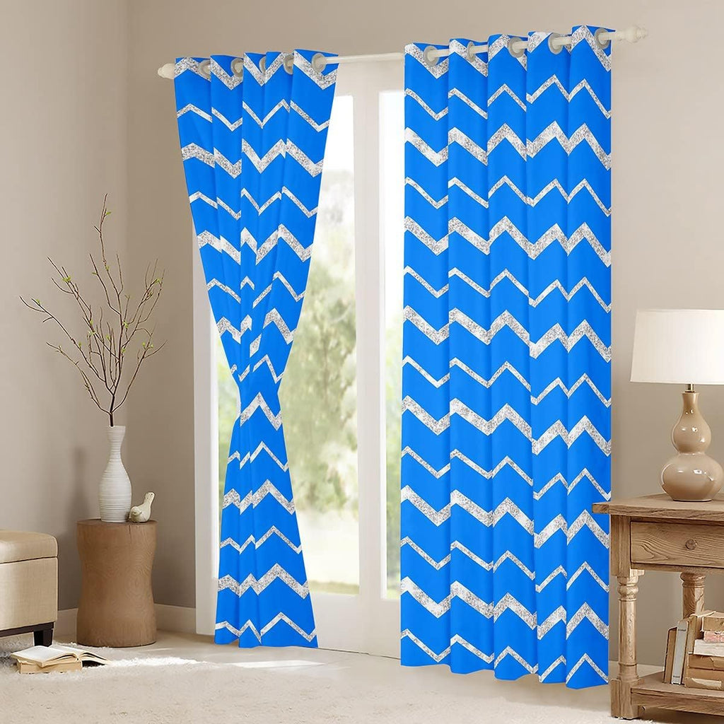 Feelyou Blue Window Curtains for Bedroom Living Room for Teen Girls Boys Women, Navy Blue and Silver Window Drapes Treatments, 30-50% Blackout Curtains 38W X 45L,2 Panels