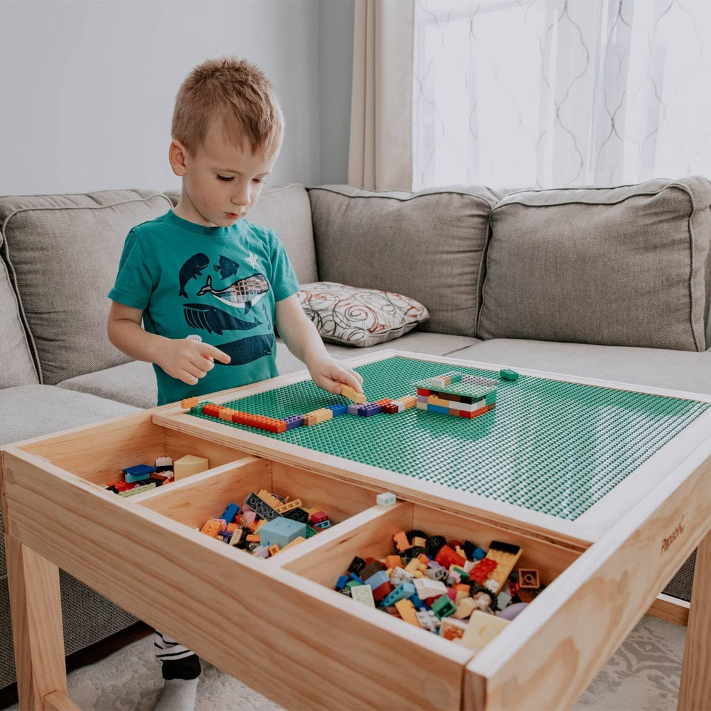 Papablic 2 in 1 Kid Activity Table with Large Storage for Older Kids Compatible with Lego Building Block for Boys Girls Birthday Day Gift
