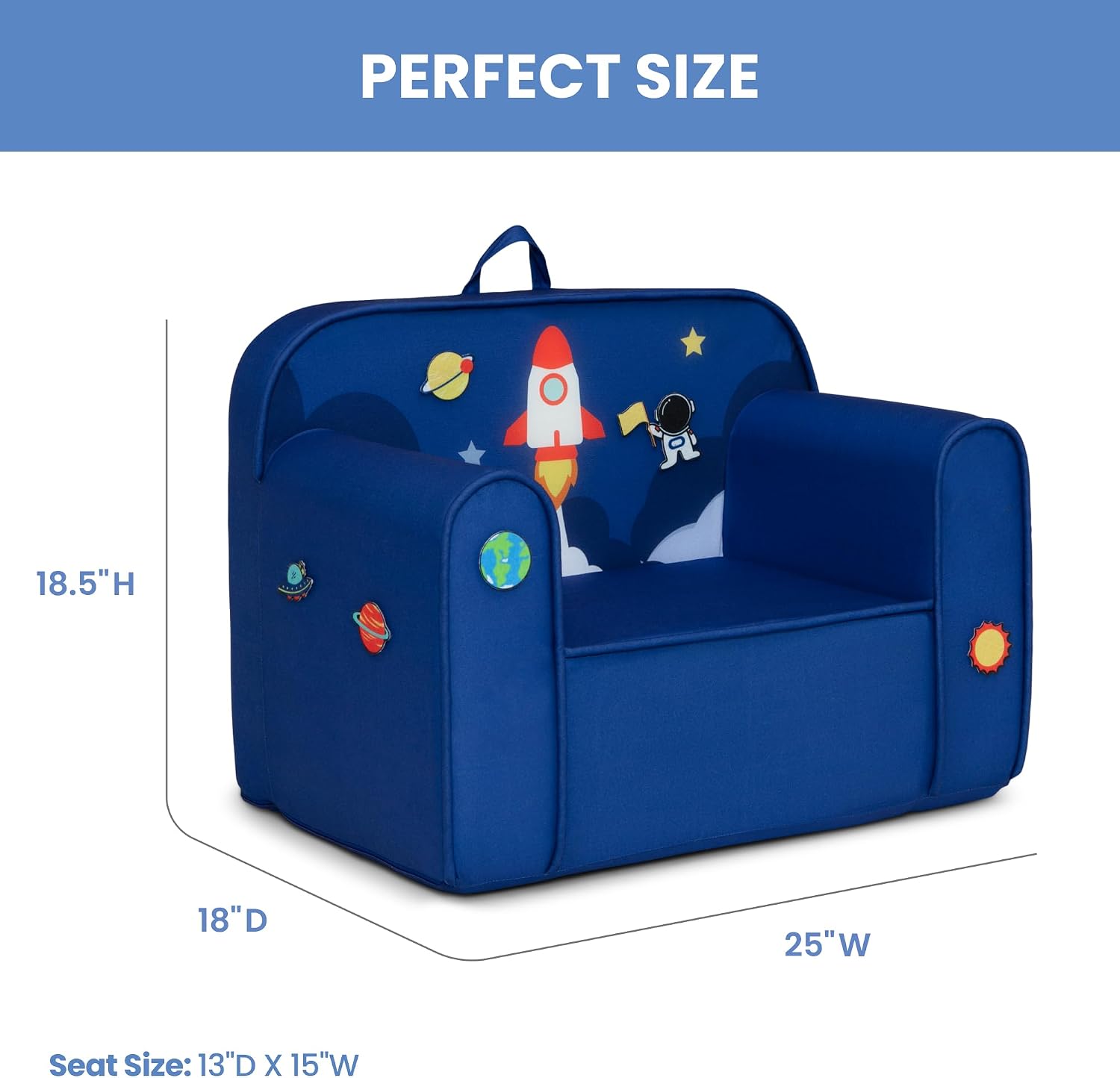 Delta Children Mix & Match Cozee Kids Chair with Interchangeable Patches, Space