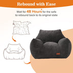 Big Bean Bag Chair for Adults, Ultra Soft Living Room Bean Bag with Armrests, Stuffed BeanBag Chair for Napping, Gaming, Vacuum-Compressed for Easy Gifting, 48 Hours to Fluffs Up, Dark Gray