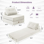 Folding Sofa Bed Chair, Sleeper Chair for Adults with High-Density Foam and Pillow,Portable 3 in 1Folding Chair Bed for Living Room、Apartment 、Hotel,Single, Creamy Apricot