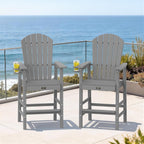 VINGLI Tall Adirondack Chair, All-Weather Plastic Adirondack Chair with Cup Holder Heavy-Duty Outdoor Barstools for Patio, Pool, Balcony,Backyard (Gray, 1 PCS)