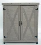 31" Weatherproof Small Storage Cabinet, Storage Cabinets with Hemlock Wood, Tool Cabinet with Magnetic Door for Patio & Garage, Gray