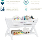 UTEX Kids Bookshelf with Caddy, Toddler Bookshelf, Book Storage Organizer, Small Book Shelf for Kids Rooms, Nursery, Playroom, White