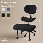 Cross Legged Office Chair with Wheels for ADHD, Ergonomic 360° Swivel Height-Adjustable Meditation Chair for Yoga, Wide Kneeling Chair with Strong Lumbar Support, Teddy Fabric, Black