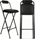 Folding Stool with Back,1Pcs Height for Kitchen Counter & Bar Table, Tall Foldable Stool Chair Portable Adult Seat Leather Padded Kitchen Shop Comfortable and Sturdy 29.5 Inch