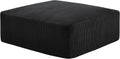 Gericco 113" Modular Sectional Couch, Cloud Boneless Sofa with Deep Seats, Upholstered Corduroy Square Stuffed Ottoman Pouf, 40 * 40 Inch Furry & Fluffy Movable Foot Stool for Living Room, Black