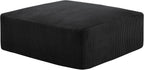 Gericco 113" Modular Sectional Couch, Cloud Boneless Sofa with Deep Seats, Upholstered Corduroy Square Stuffed Ottoman Pouf, 40 * 40 Inch Furry & Fluffy Movable Foot Stool for Living Room, Black