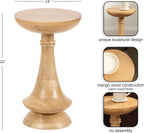 Kate and Laurel Gairola Transitional Wooden Round Side Table, 12 x 12 x 20, Natural, Mango Wood Pedestal Table for Use as Living Room End Table, Plant Stand, or Bedroom Nightstand