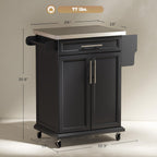 HOMCOM Kitchen Island on Wheels, Rolling Kitchen Cart with Stainless Steel Countertop, Drawer, Towel Rack and Spice Rack, Utility Storage Trolley, Black