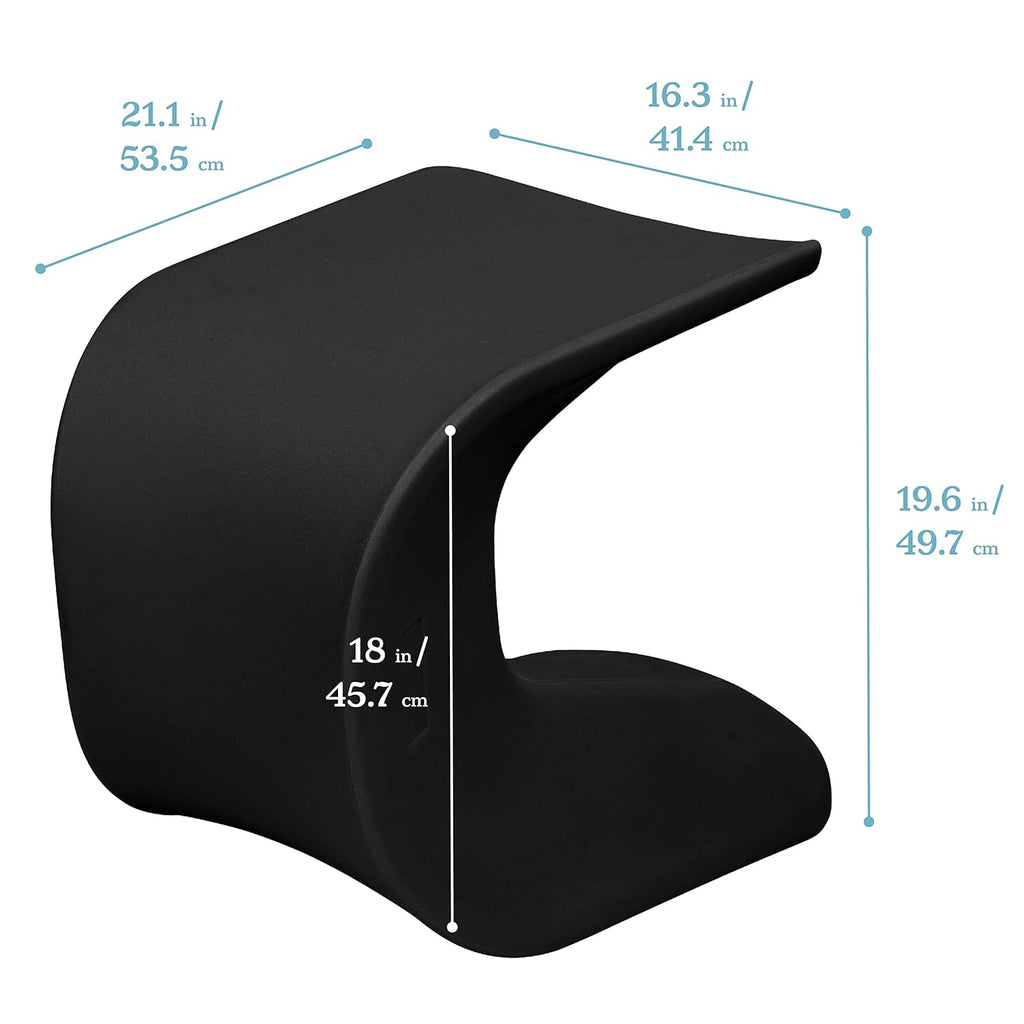 ECR4Kids Wave Seat Perch Stool, 18in - 19.6in Seat Height, Flexible Seating, Black