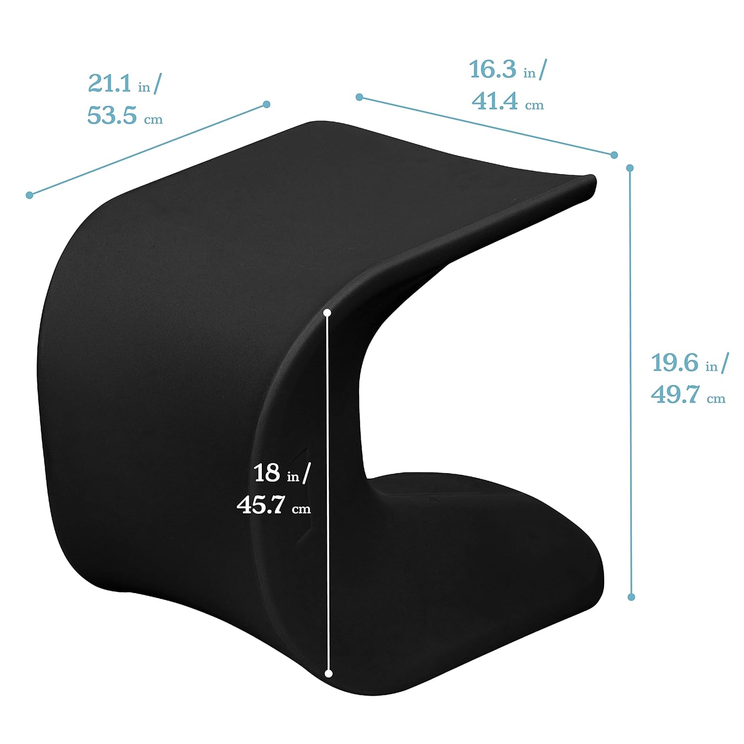 ECR4Kids Wave Seat Perch Stool, 18in - 19.6in Seat Height, Flexible Seating, Black