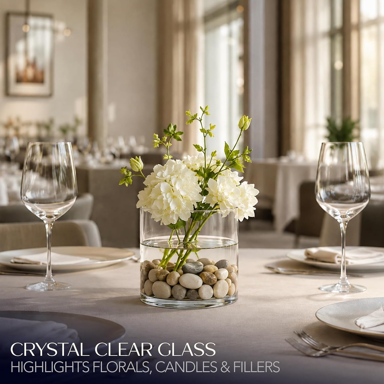 Royal Imports Flower Glass Vase Decorative Centerpiece for Home or Wedding - Cylinder Shape, 6" Tall, 6" Opening, Clear