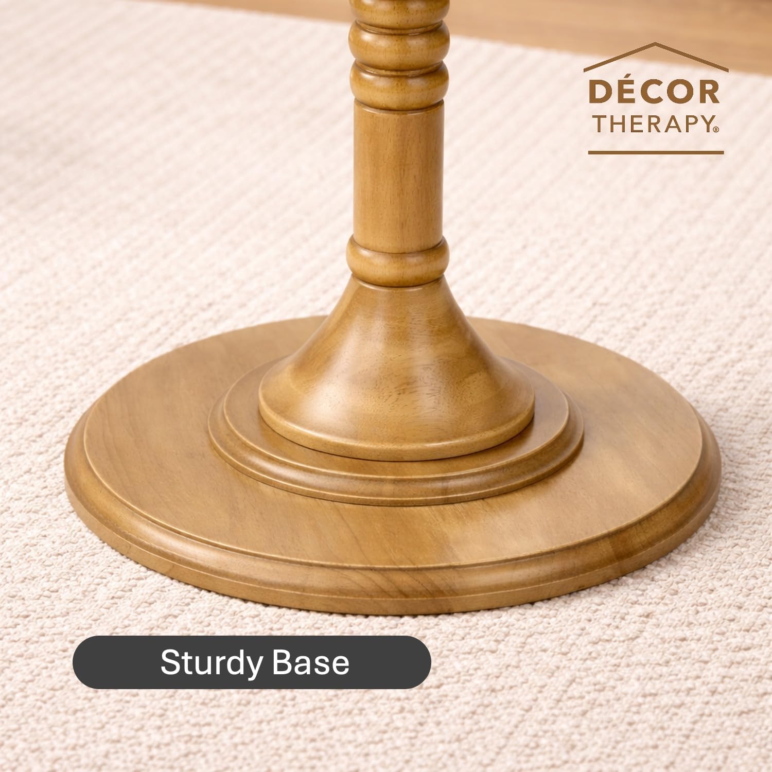 Decor Therapy Crewe Round Contemporary Side Table, Pedestal Base, High Top Cocktail Table for Kitchen or Living Space - Medium Wood