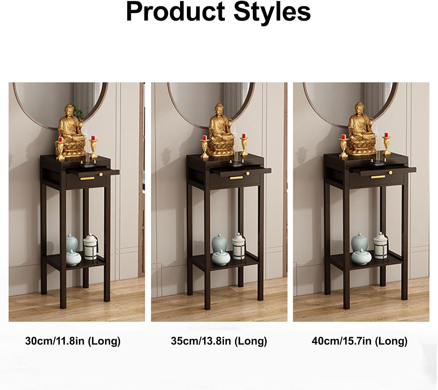 Wooden Meditation Altar Table, Design for Home Use, Tiered Display Shelves, Chinese-Style Cabinet Altar, for Home Shrines Ancestral Halls Temples(30cm/11.8in)