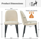 Upholstered Dining Chairs Set of 4, Chenille Mid Century Modern Fabric Dining Room Chair High-Back Padded Kitchen Chairs with Padded Seat and Metal Legs for Kitchen Dining Room Restaurant Cafe, Beige