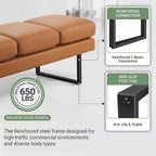 Shahoo Waiting Room Bench, Heavy-Duty Leather Reception Chairs with Metal Legs, Office Guest Chairs for Guests, Home Conference Lobby Area, 60 Inch, Brown