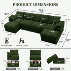 Upgrade Boneless Couch with Storage, Extra Deep&High Seat Modular Sectional Sofa 4 Seater U Shaped Cloud Couch with Ottoman, Tool-Free Assembly Sectional Couches for Living Room
