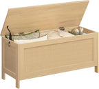 HOOBRO 39.4'' Storage Bench, Large Toy Box, Storage Chest with Faux Rattan Decoration, Toy Storage Organizer, Safety Hinge and Sturdy Support, for Living Room, Bedroom, Natural NL101CW01