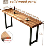 Bar Height Table Long Bar Table Solid Wood Farmhouse Bar Table Industrial Long Bar Height Table for Kitchen Coffee Shop, Pub, No Stool (Natural Wood Color, 47.3" L x 17.7" W x 41.3" H)