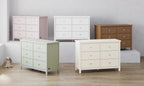 Graco Sasha 6 Drawer Dresser, Sage | GREENGUARD Gold Certified, Removable Bookshelves, Nursery & Kids Bedroom Wood Dresser, Spacious Storage, Interlocking Drawers
