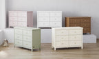 Graco Sasha 6 Drawer Dresser, Sage | GREENGUARD Gold Certified, Removable Bookshelves, Nursery & Kids Bedroom Wood Dresser, Spacious Storage, Interlocking Drawers