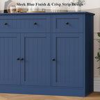 HITHOS 55" Sideboard Buffet Cabinet with Storage, Modern Kitchen Buffet Storage Cabinet with Drawers, Wood Coffee Bar with Adjustable Shelves, Large Sideboard for Kitchen, Living Room, Blue
