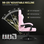 Bigzzia Gaming Chair, Ergonomic Video Game Chairs with Pillow and Lumbar Support, Racing Style Height Adjustable Computer Chair with 360°-Swivel Seat for Adults and Teens (Pink)