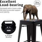 HCY 24 Inches Metal Bar Stools Set of 4 High Backless IndoorOutdoor Counter Height Barstools Stackable Metal Chairs Home Kitchen Dining Stool Backless Patio Bar Chair（Black） 16 16 24