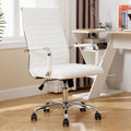 Office Chair, Adjustable Desk Chair, Mid-Back Ergonomic Conference Room Chairs, Comfortable Leather Executive Ribbed Computer Chair, Swivel Chair with Casters for Home Office
