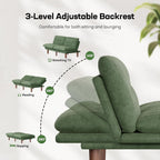 Marsail 66.1" Futon Sofa Bed, Corduroy Convertible Futon Couch with Adjustable Backrest & Armrests, Small Sleeper Sofa Loveseat for Small Apartments, Study Room, Office, Green