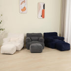 MOMCAYWEX Comfy Gaint Bean Bag Chair with Ottoman, Huge Bean Bag Armchair for Adults and Teens, Dark Grey