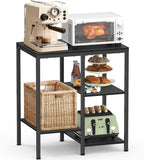 OGEMXU Kitchen Microwave Stand,4-Tier Adjustable Bakers Rack, Microwave Cart with Storage, Small Coffee Bar Table Appliance Shelf for Living Room,Office (Coal-Black)
