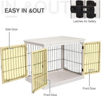 26-inch Durable Heavy-Duty Solid Premium Engineered Wood Dog End Table with Two Secure Lockable Doors and Expanded Storage Top Shelf White